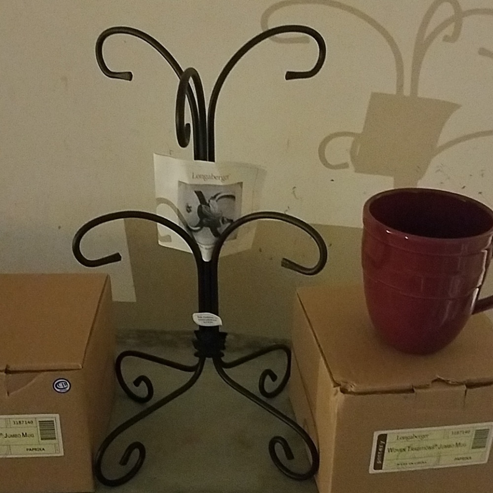 2 longaberger jumbo mug with rack